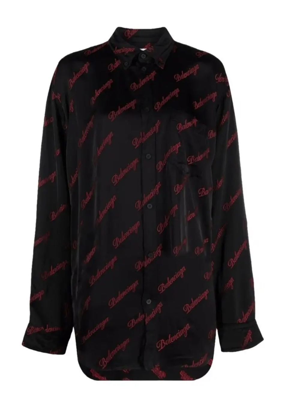 Balenciaga Black Shirt with Red Logo Print